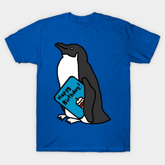 Cute Penguin with Birthday Greetings T-Shirt by ellenhenryart